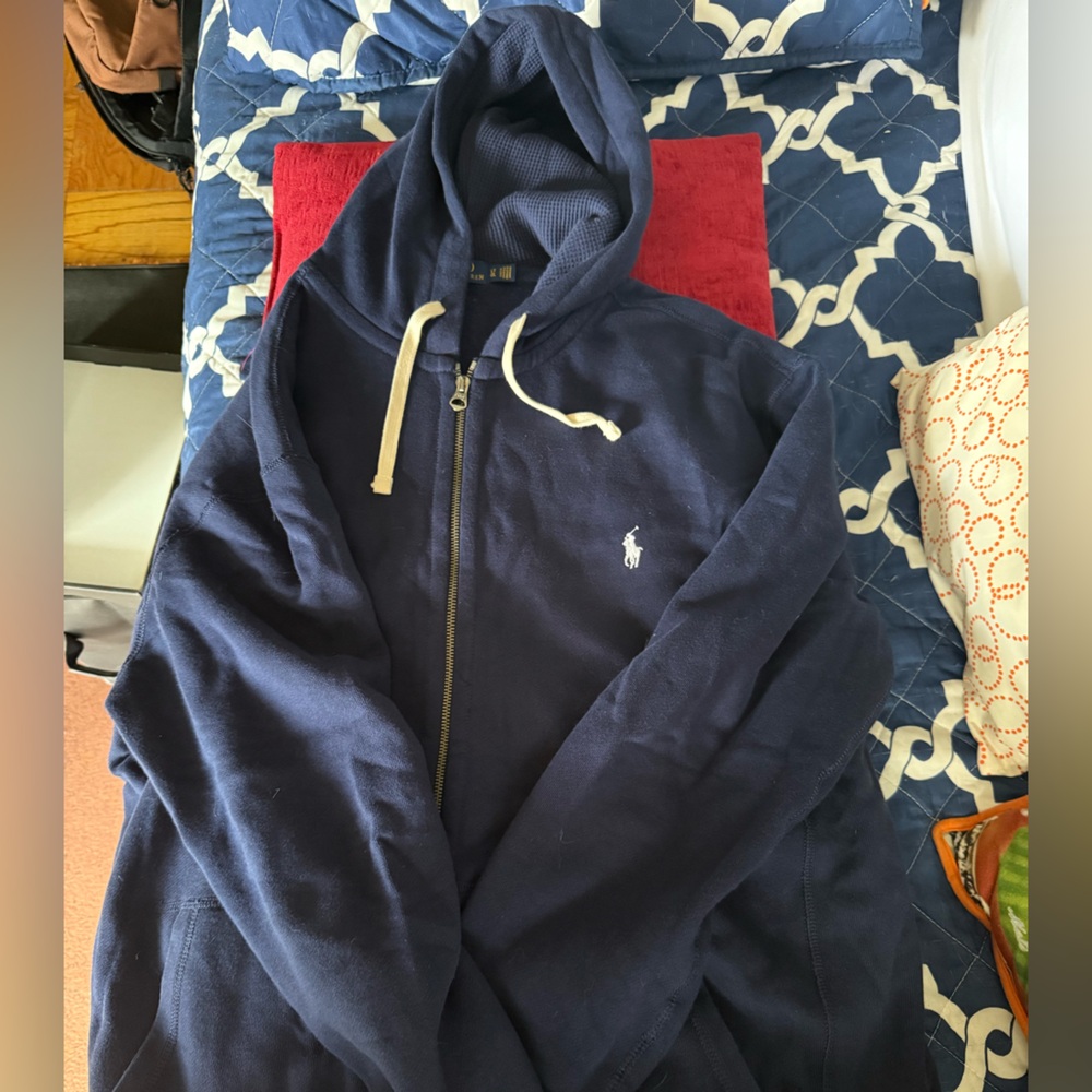Polo Ralph Lauren Navy Blue Hoodie Sweatshirt Large Tall LT